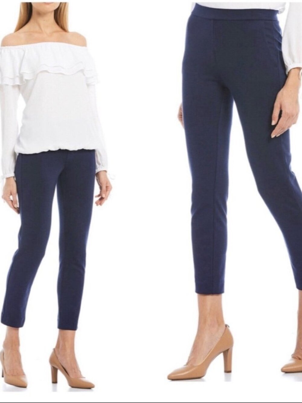 NEW Michael Michael Kors Skinny Ankle Pants MEDIUM Navy BLUE Pull On Office work